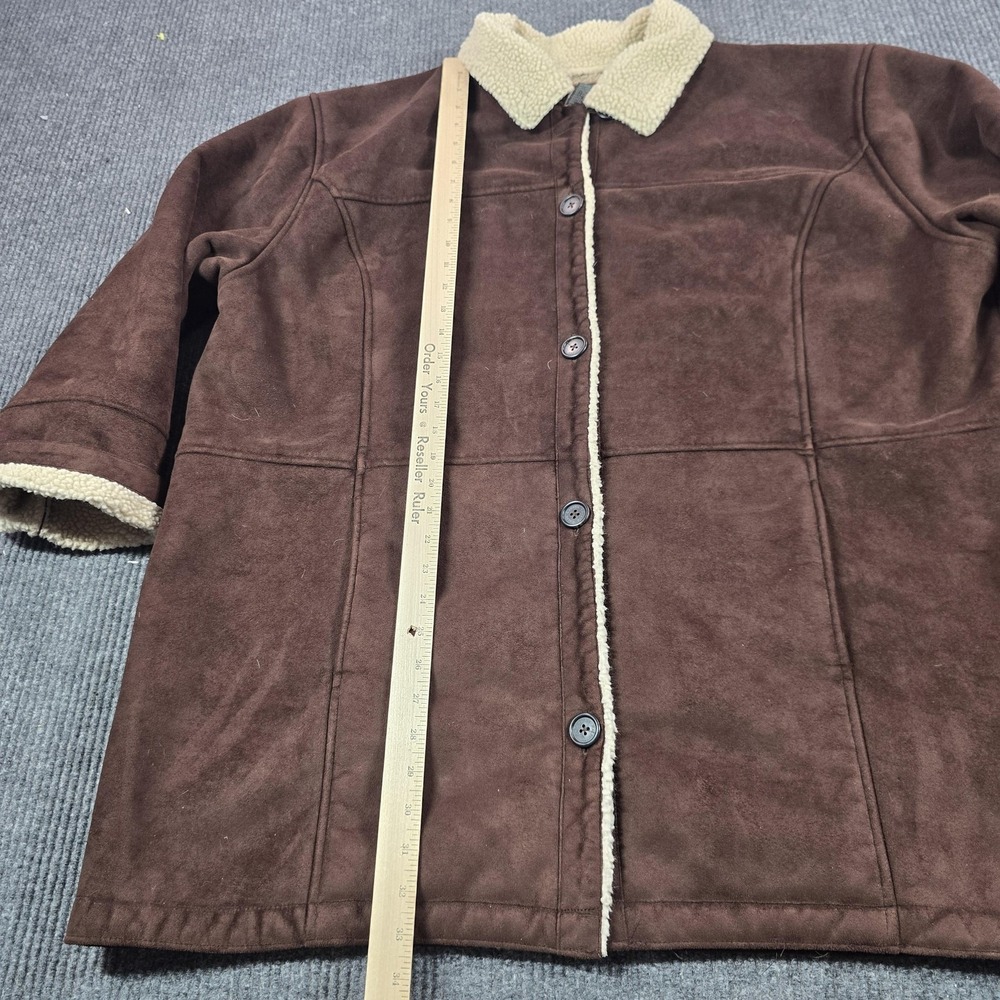 Lauren Ralph Lauren Coat Womens 3X Brown Faux Suede Sherpa Lined Button Front - Picture 12 of 15